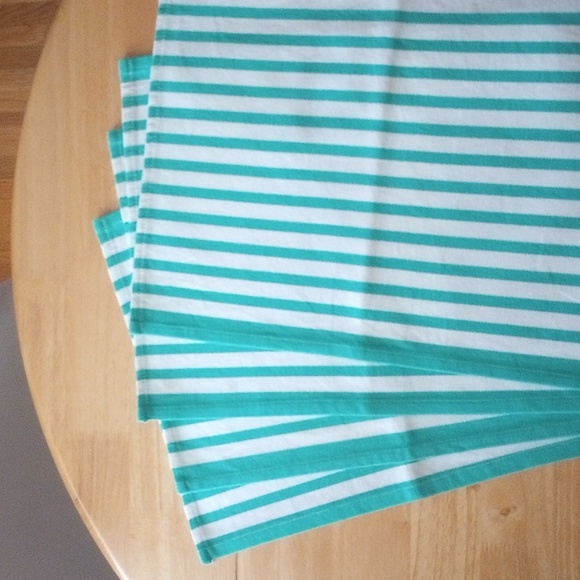 Placemats Cotton Canvas Turquoise and White - Set of 4 - Picture 3 of 8